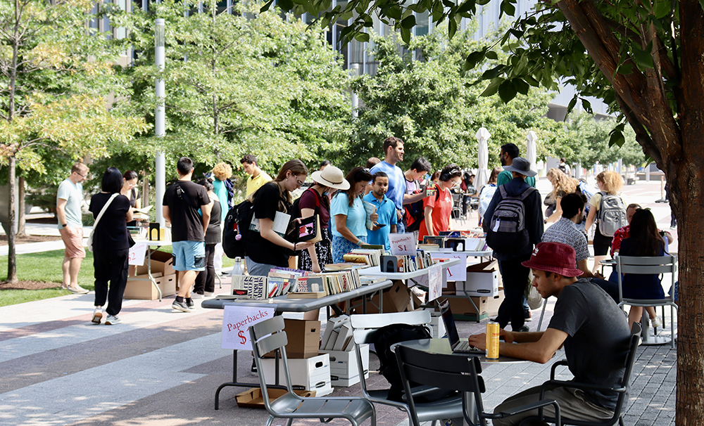 Shoppers browse the selection during the 2023 Used Book Sale