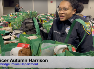 Officer Harrison shares stories of the donation project